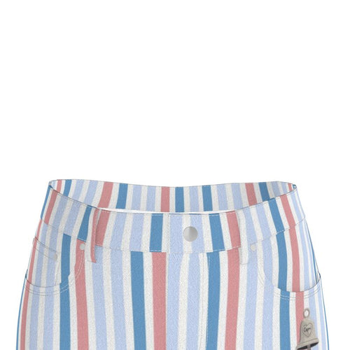 Denim Maxi Skirt Pastel Stripes