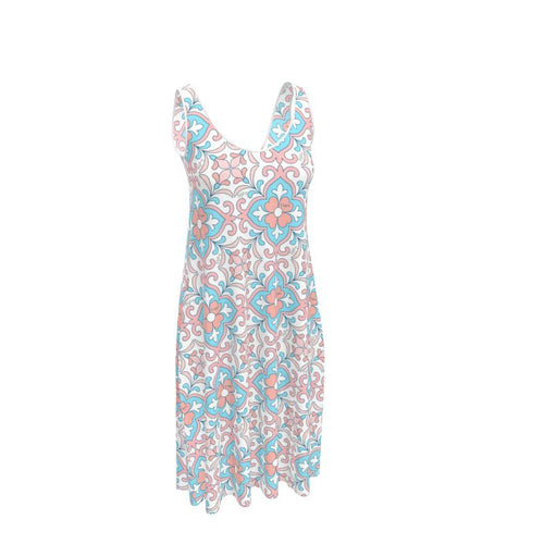 Capri Morning Caprese Midi Dress – Sleeveless Italian Mosaic Print