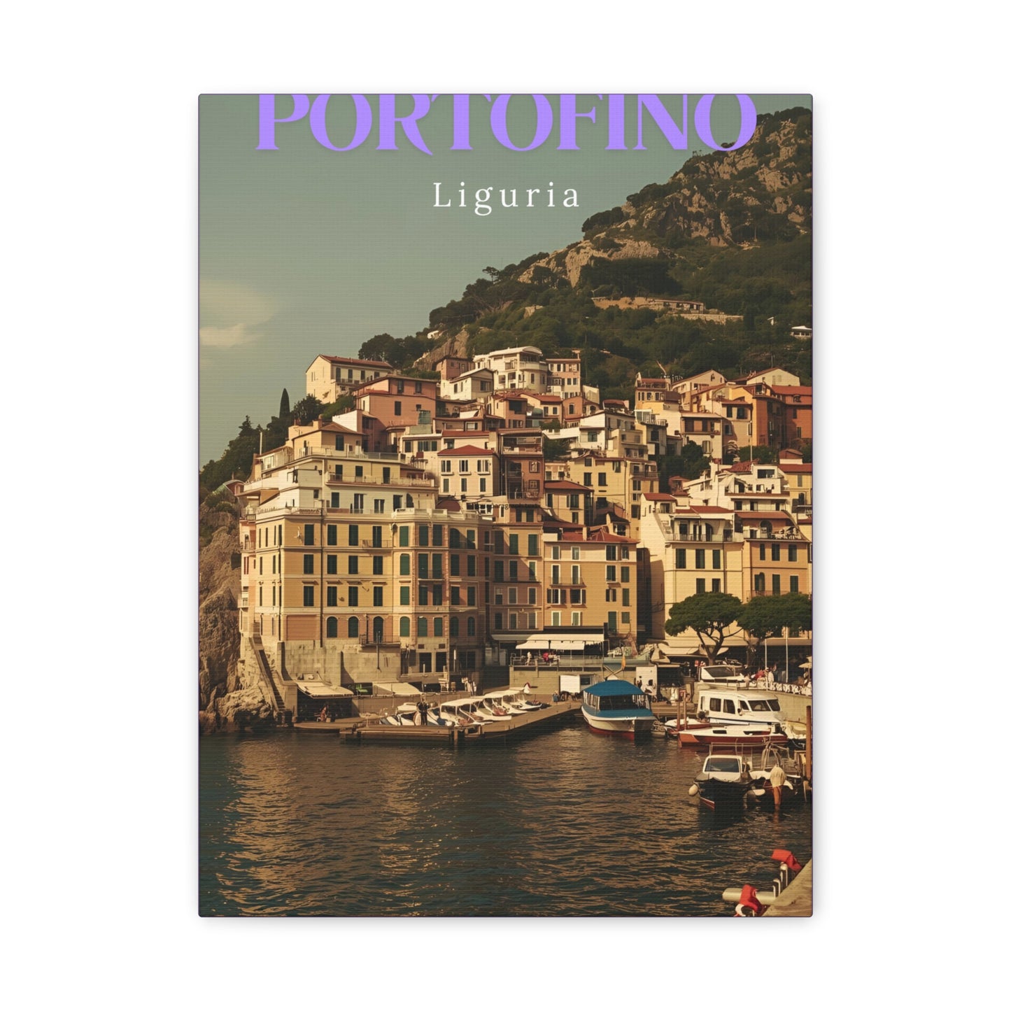 Leinwanddruck mit Hafenansicht Portofino – Dekorative Wanddekoration