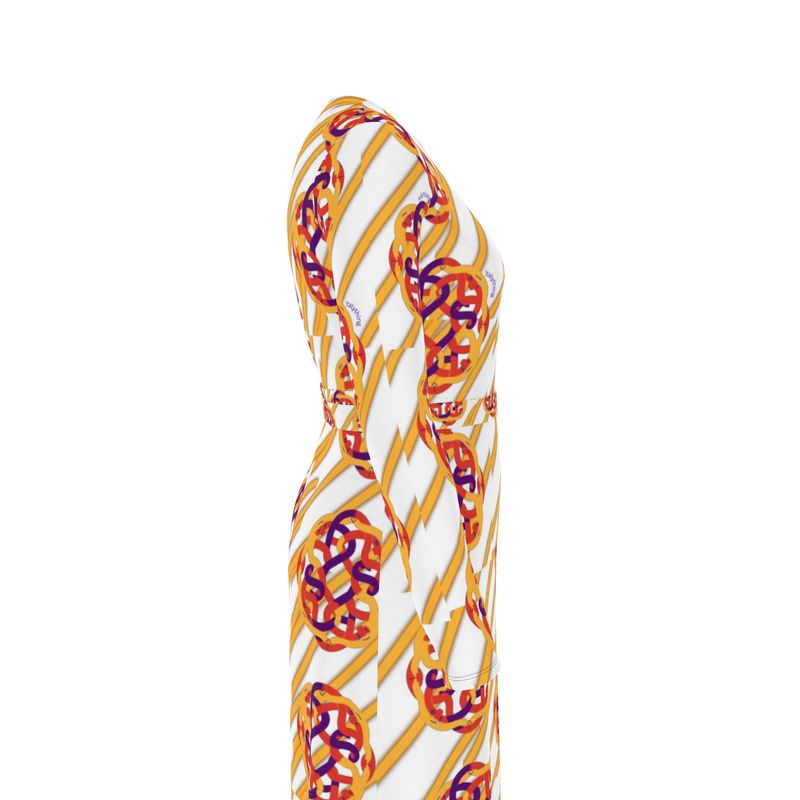 Roman Solomon Knot Pattern Jersey Wrap Dress