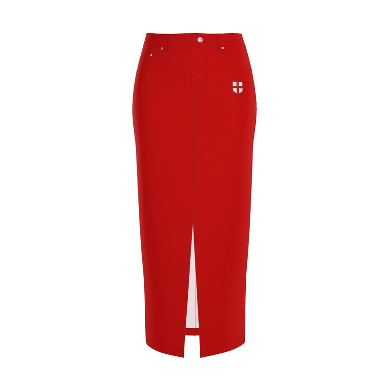 Milano Red Denim Maxi Skirt