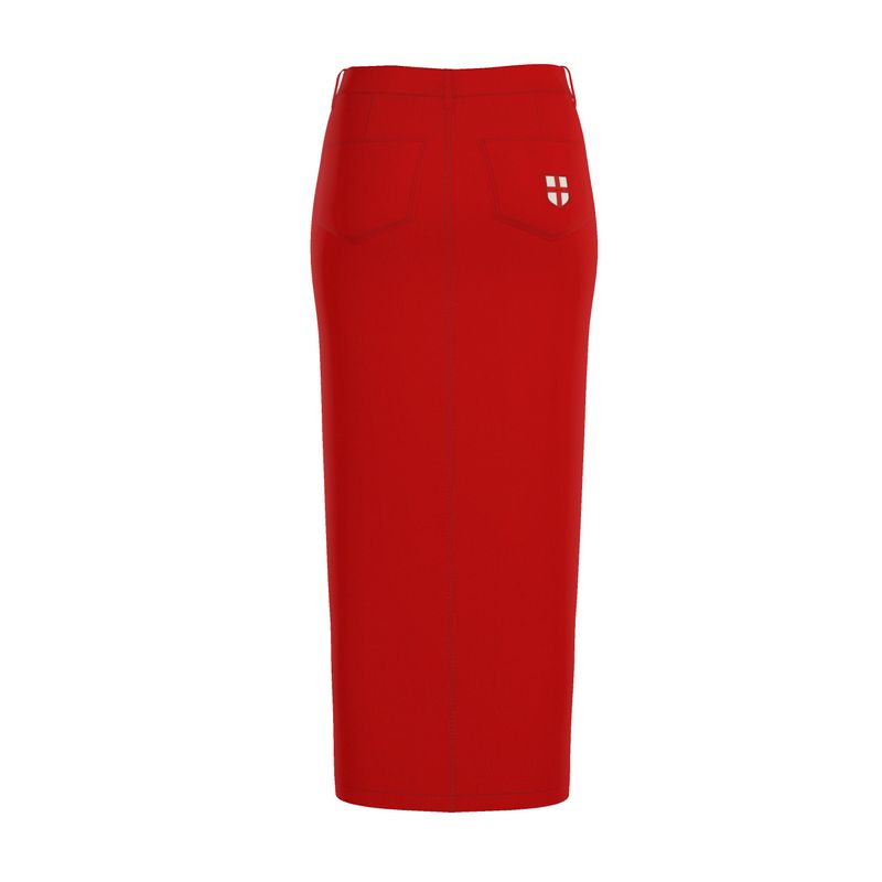 Milano Red Denim Maxi Skirt