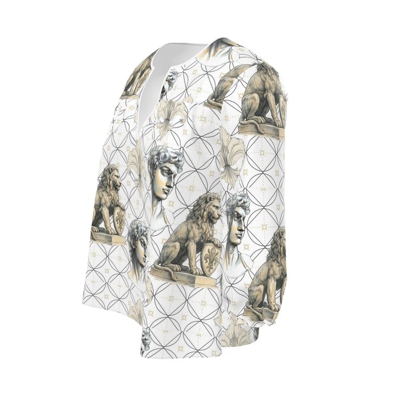 Firenze Arte Silk Satin Womens Blouse