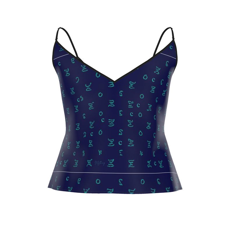 Navy Lake Como Silk Camisole