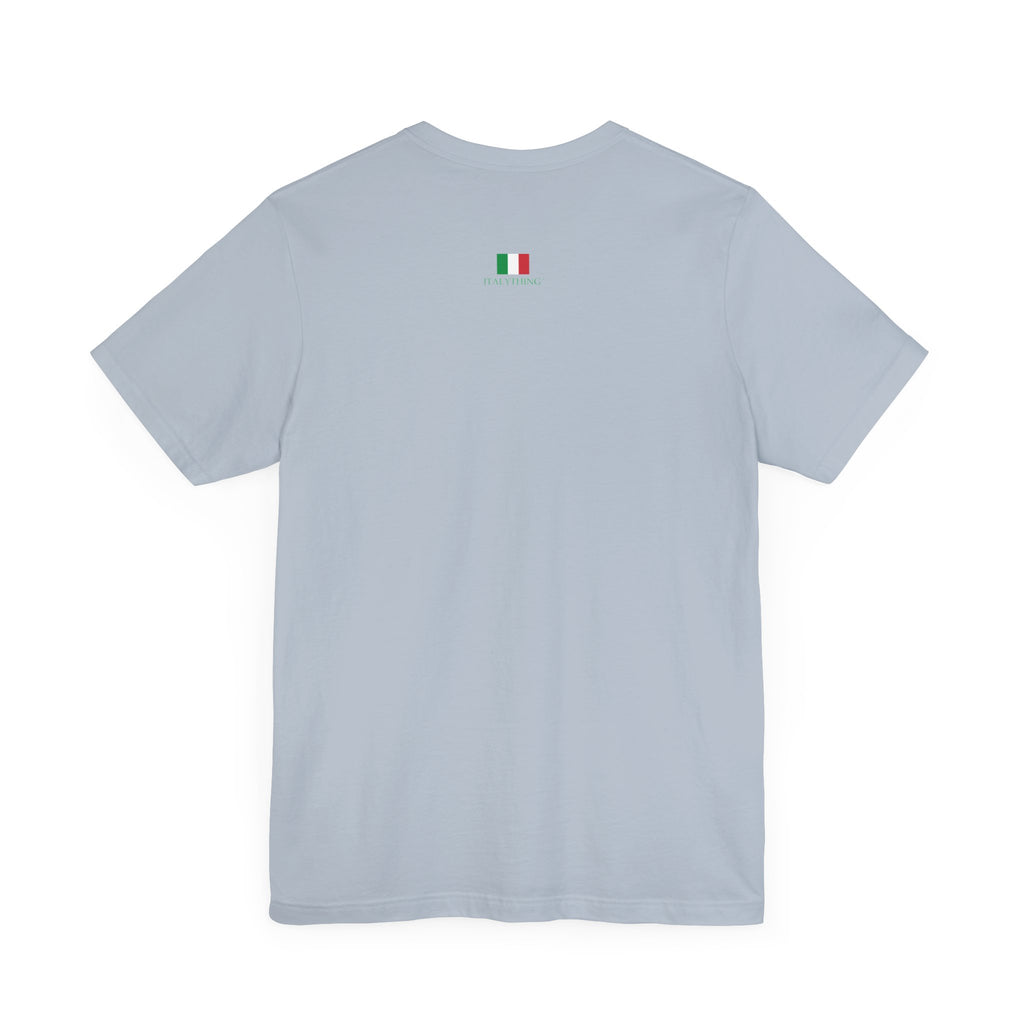 Italienisches Marken-T-Shirt aus Jersey mit kurzen Ärmeln und Song-Slogan: Laura non c'è (Laura ist nicht hier) Unisex