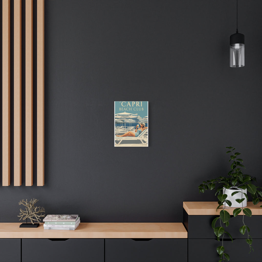 Capri Beach Club Retro Canvas Print - Decorative Wall Art