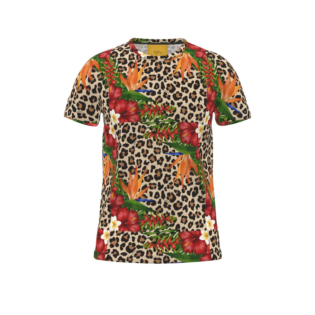 Leopard Tropical Flower Designer T-Shirt