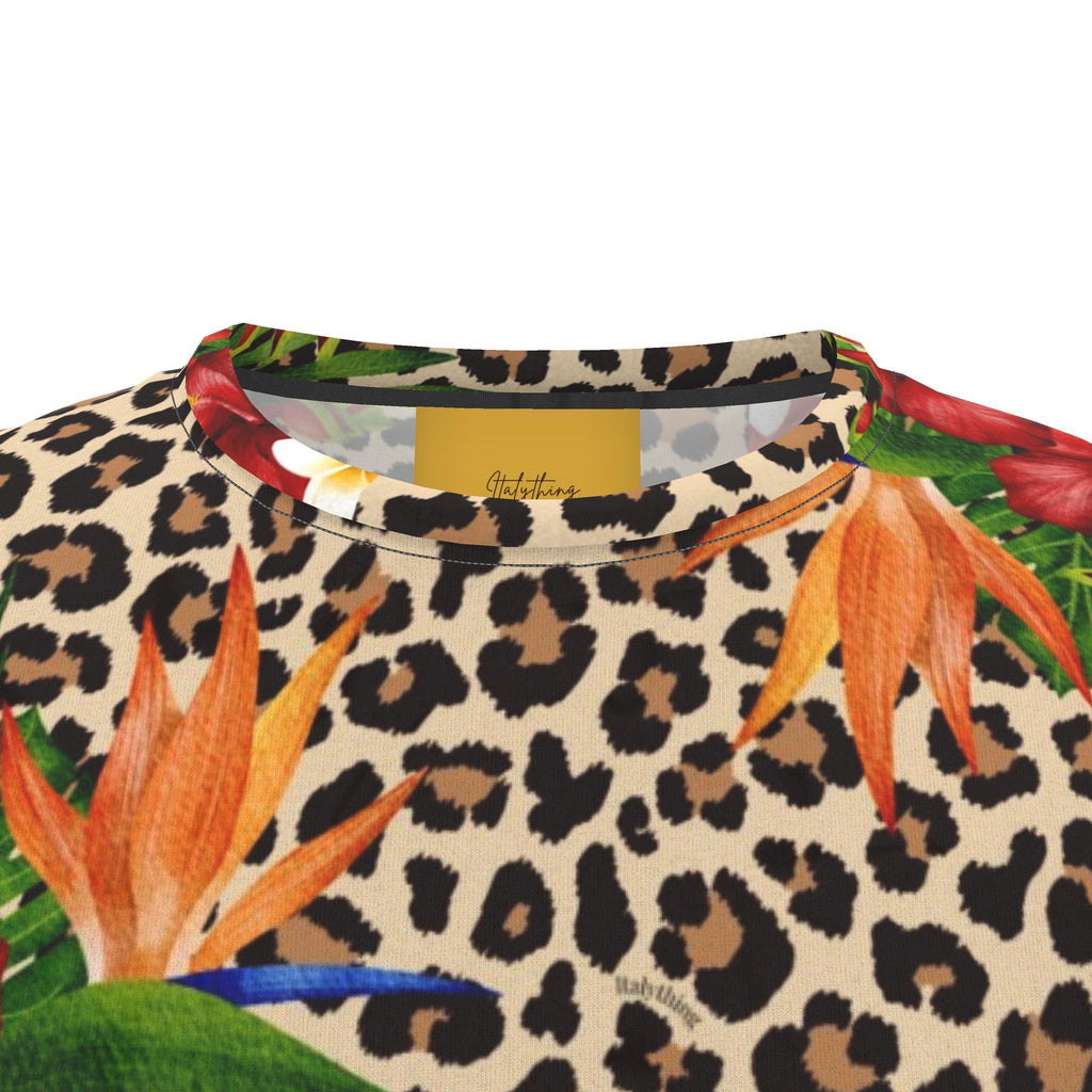 Leopard Tropical Flower Designer T-Shirt