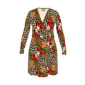 Leopard Flower Italian Designer Wrap Dress