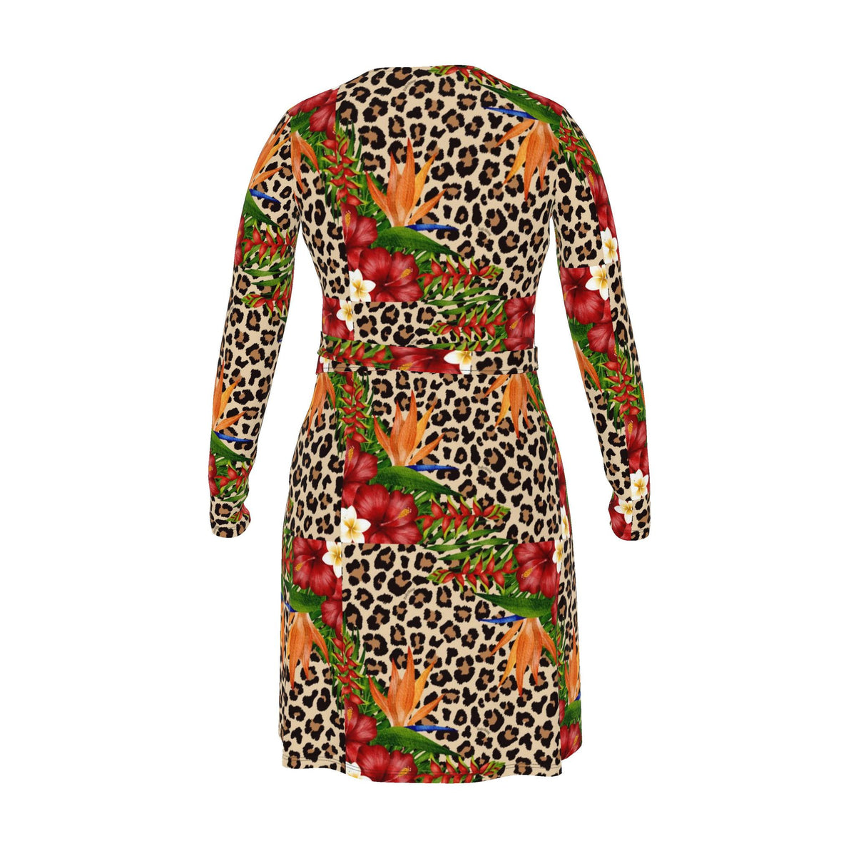 Leopard Flower Italian Designer Wrap Dress
