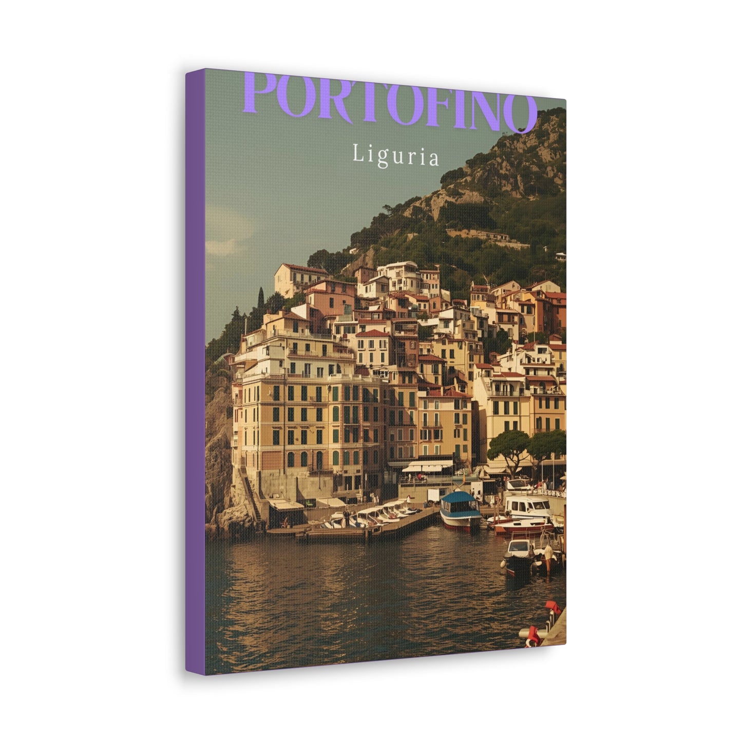 Leinwanddruck mit Hafenansicht Portofino – Dekorative Wanddekoration