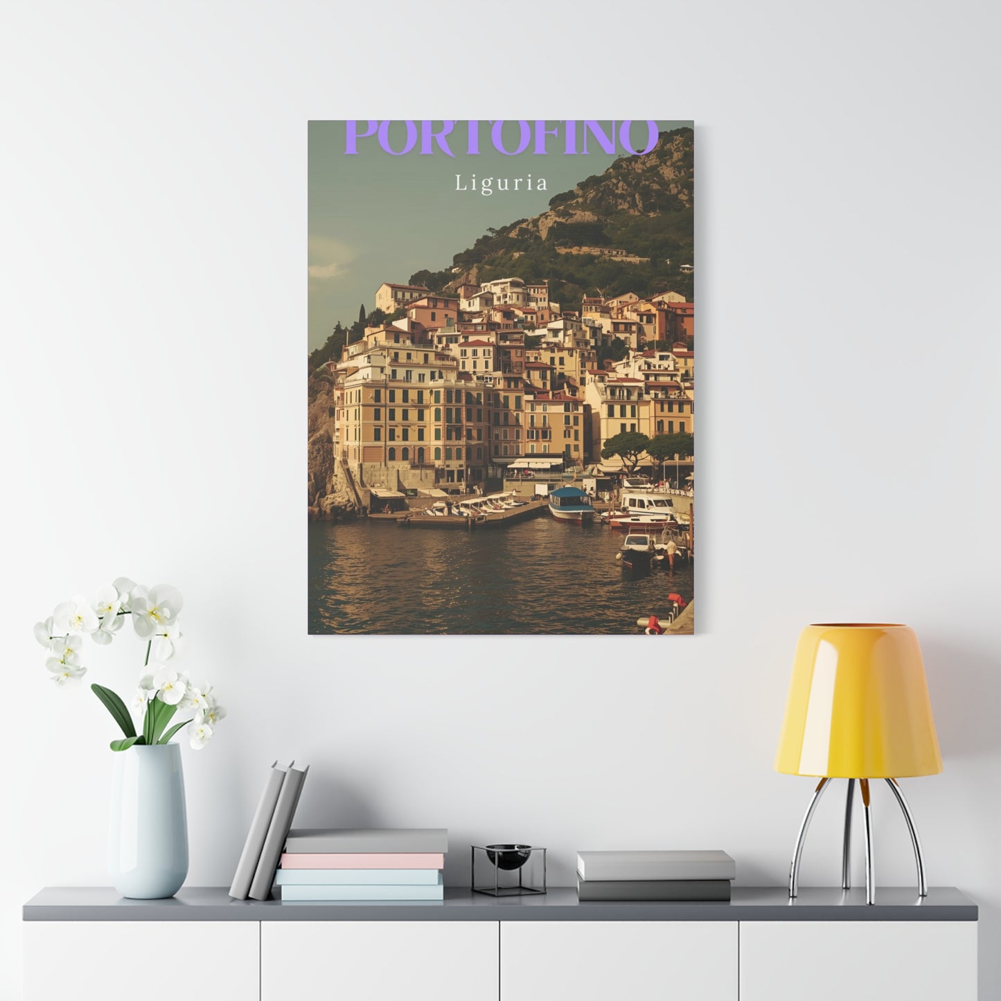 Leinwanddruck mit Hafenansicht Portofino – Dekorative Wanddekoration