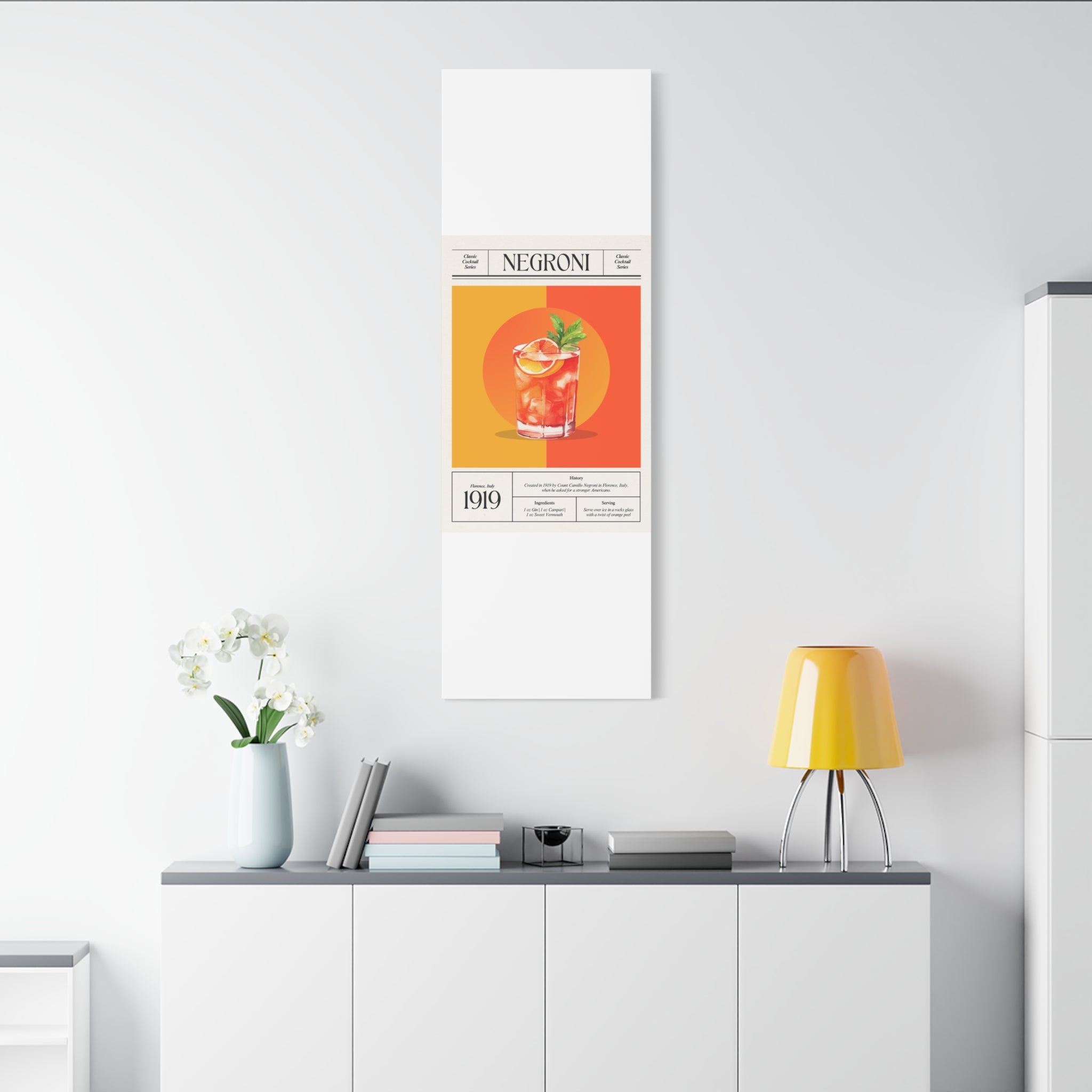 Negroni Cocktail Canvas Print – Vintage Classic Cocktail Recipe Art Poster