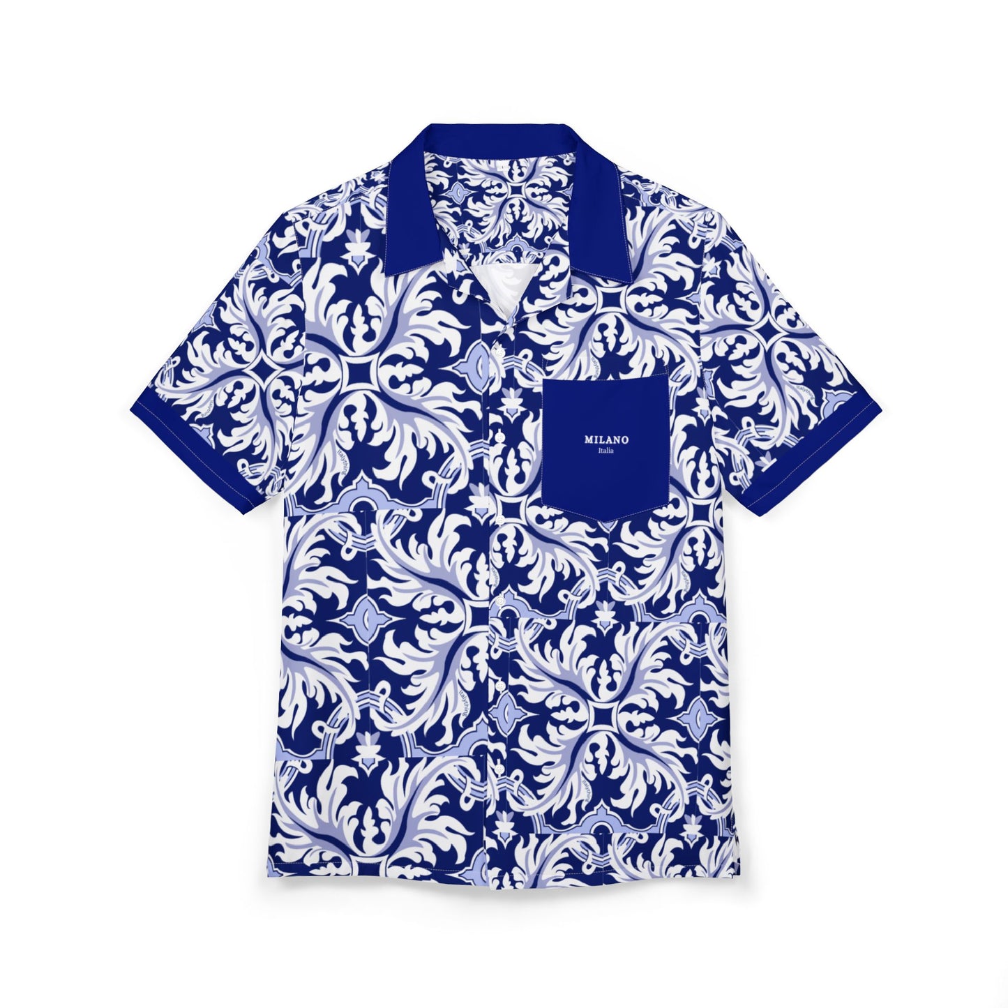 Short Sleeve Shirt Italian Majolica Print, Summer Wear, Beach Vacation, Casual Party Outfit, Stylish Travel Shirt