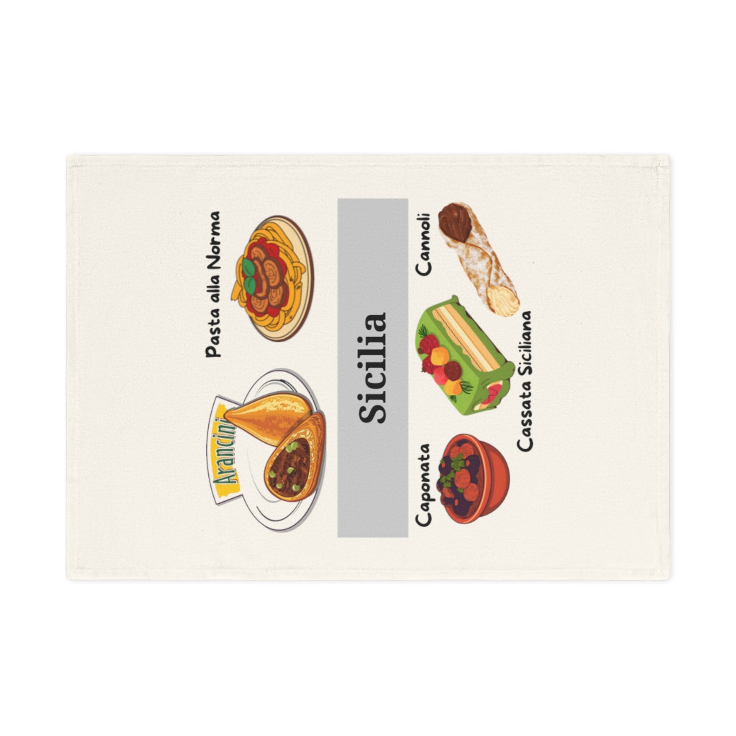 Sicilian Culinary Cotton Tea Towel, Italian Kitchen Decor, Foodie Gift, Gourmet Cooking, Housewarming Gift, Christmas Gift