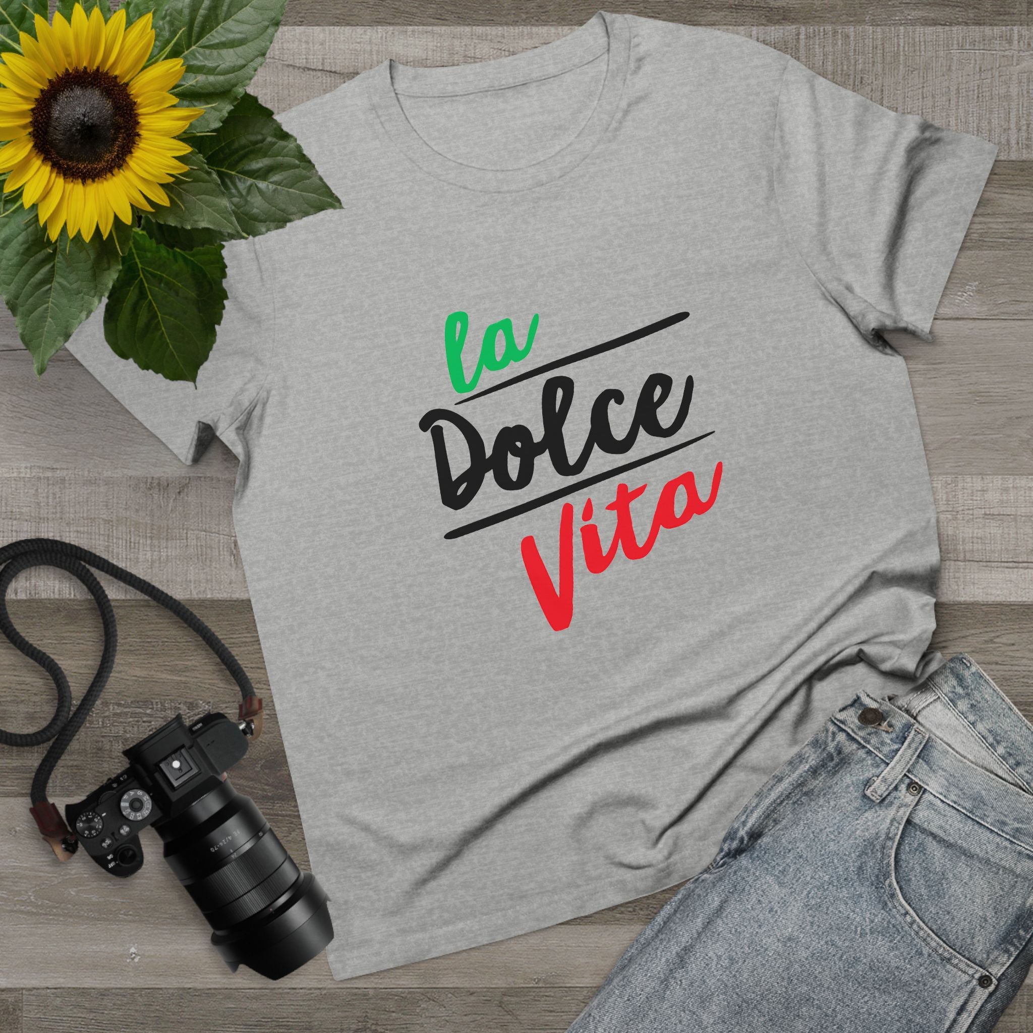 La Dolce Vita Damen-T-Shirt, lässiges T-Shirt für jeden Tag, Top im italienischen Stil, Geschenk für Reiseliebhaber, stylisches Sommershirt