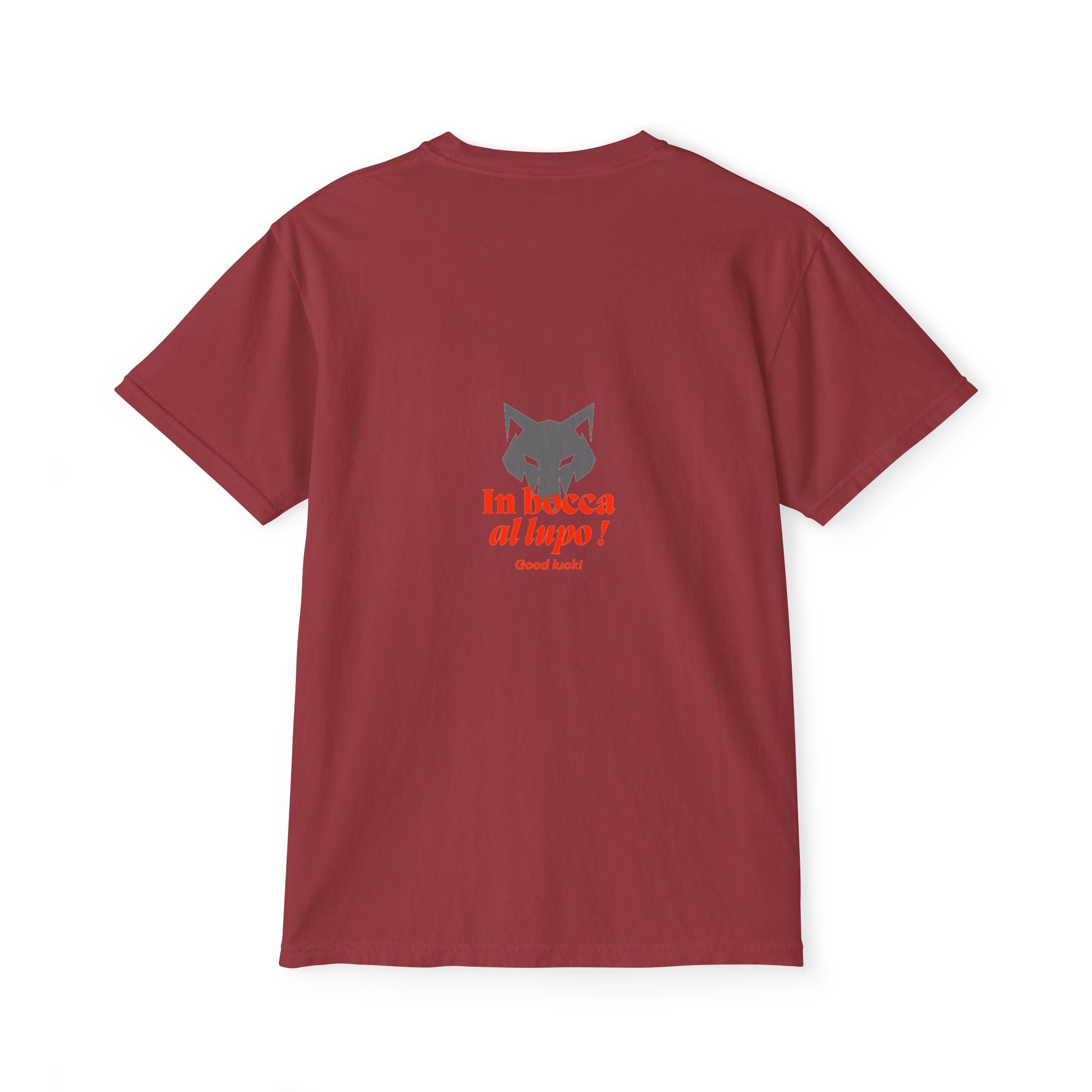 Faded Pocket T-Shirt — 'In bocca al lupo' Wolf Graphic Tee