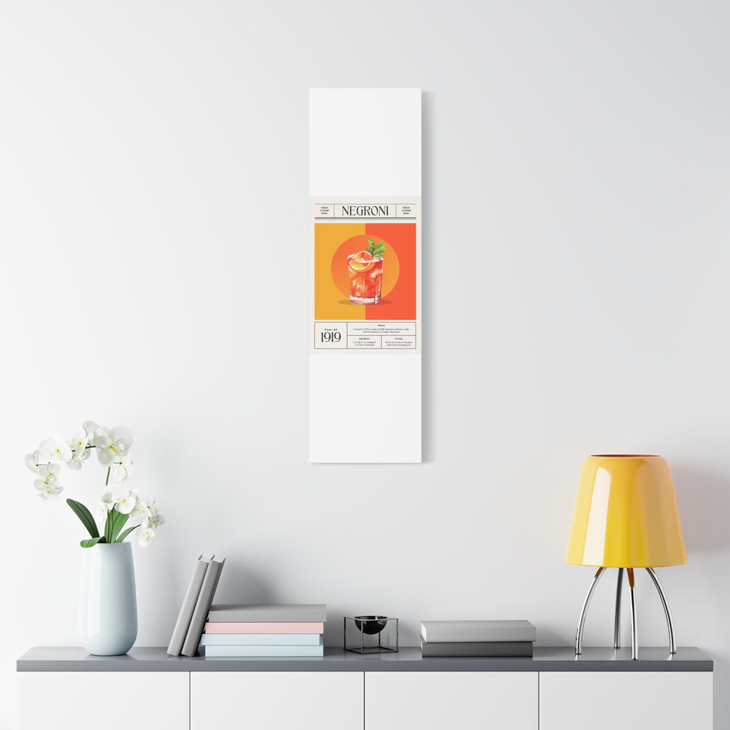 Negroni Cocktail Canvas Print – Vintage Classic Cocktail Recipe Art Poster