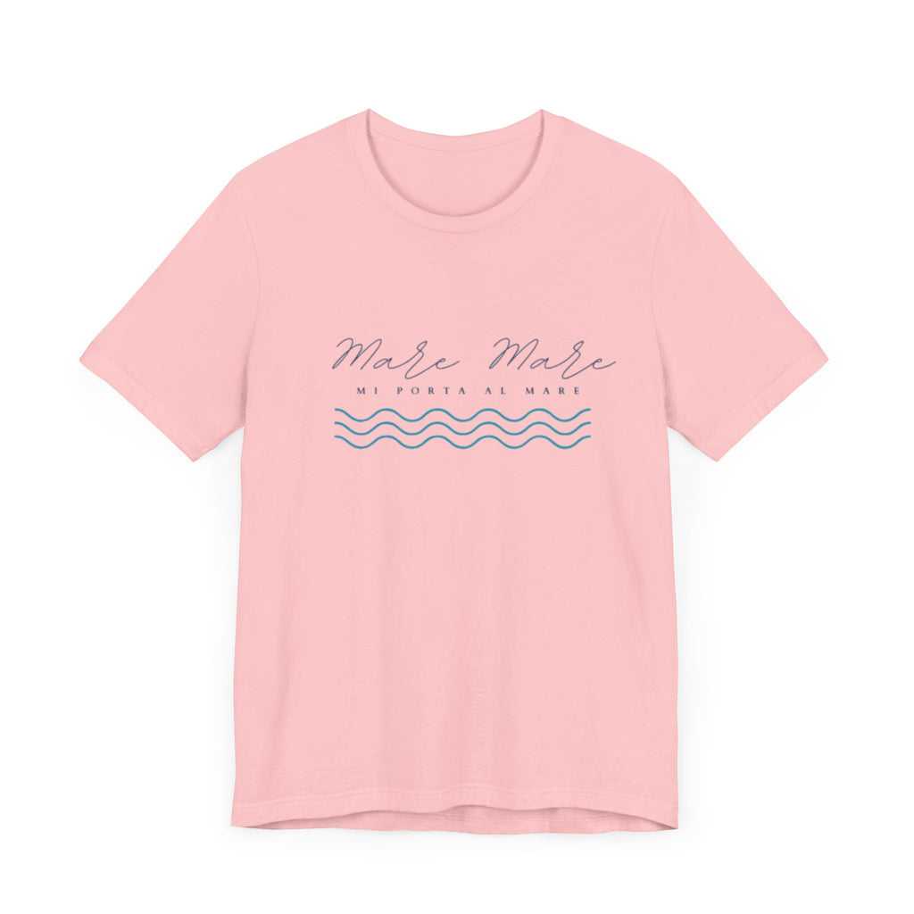 Italienisches Marken-Sommer-T-Shirt aus Jersey mit kurzen Ärmeln und italienischem Slogan: Mare Mare