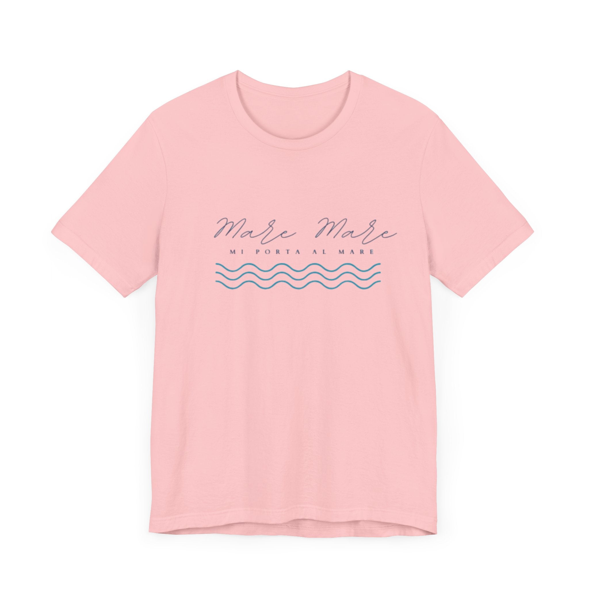 Italienisches Marken-Sommer-T-Shirt aus Jersey mit kurzen Ärmeln und italienischem Slogan: Mare Mare