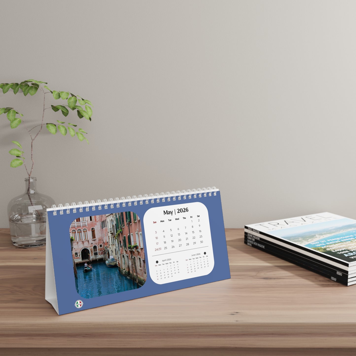 Bella Italia Desk Calendar 2026 — Scenic Italy Travel Desk Calendar
