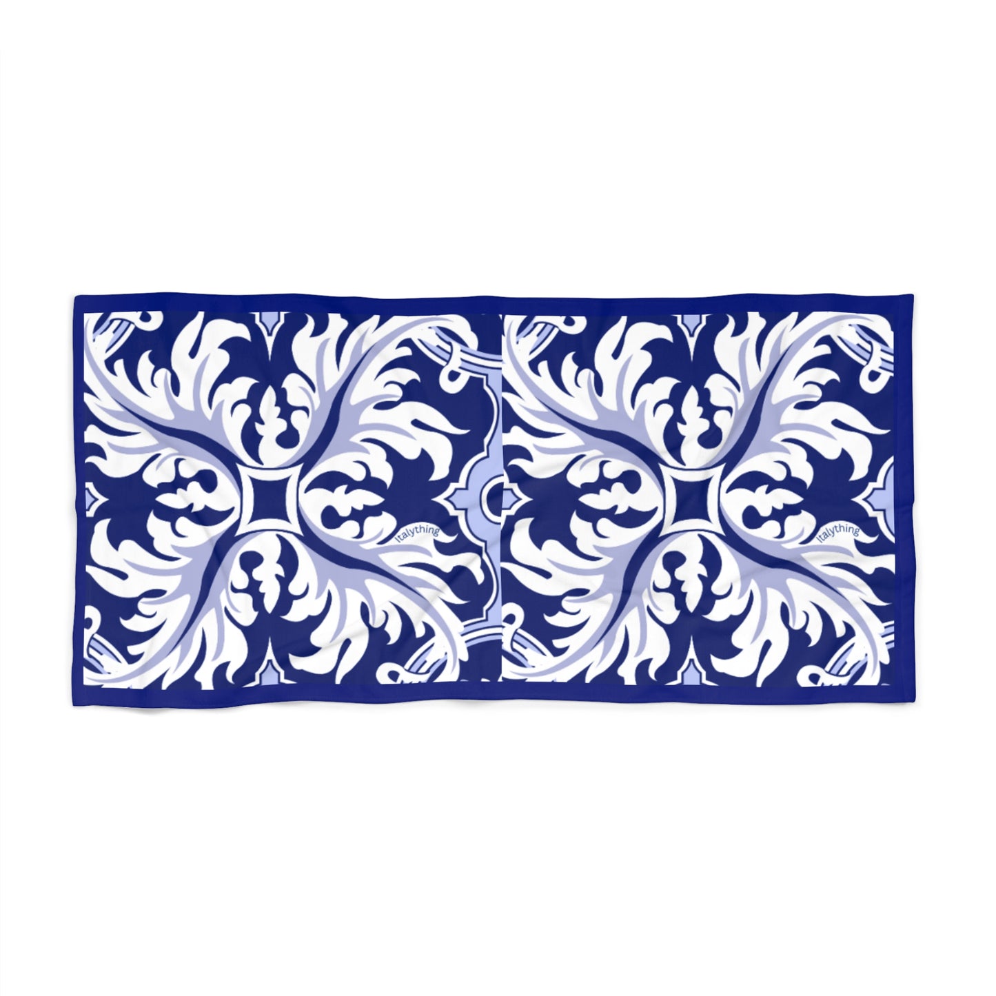 Elegantes Strandtuch mit italienischem Marine-Majolika-Muster | Stilvolles Badeaccessoire für sommerlichen Badespaß, Entspannung am Pool, unverzichtbar auf Reisen, Geschenk für Strandliebhaber