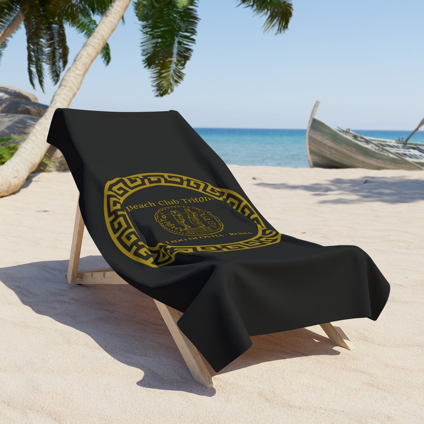 Rome - Ostia Beach Club Beach Towel - Black and Gold