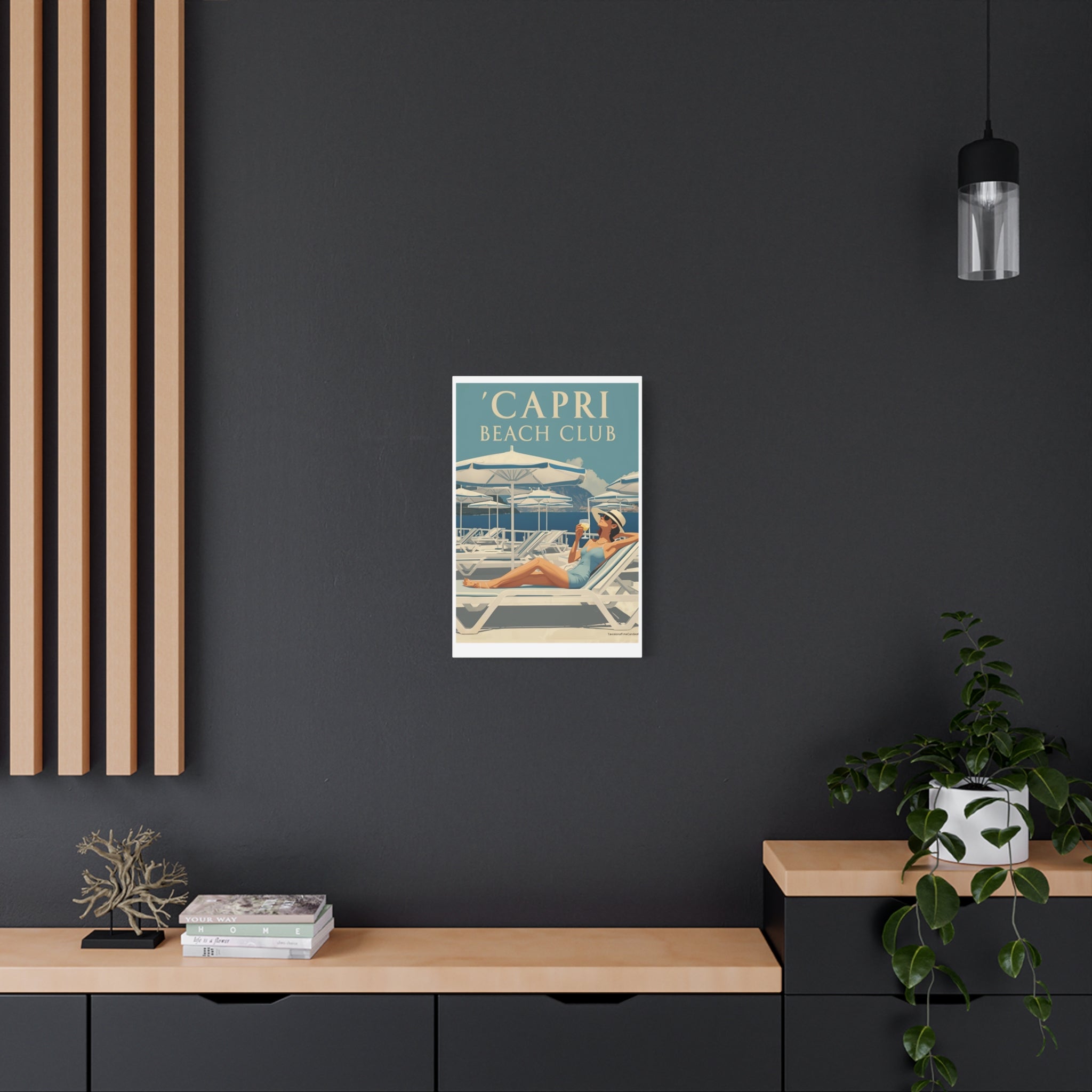 Capri Beach Club Retro Canvas Print - Decorative Wall Art