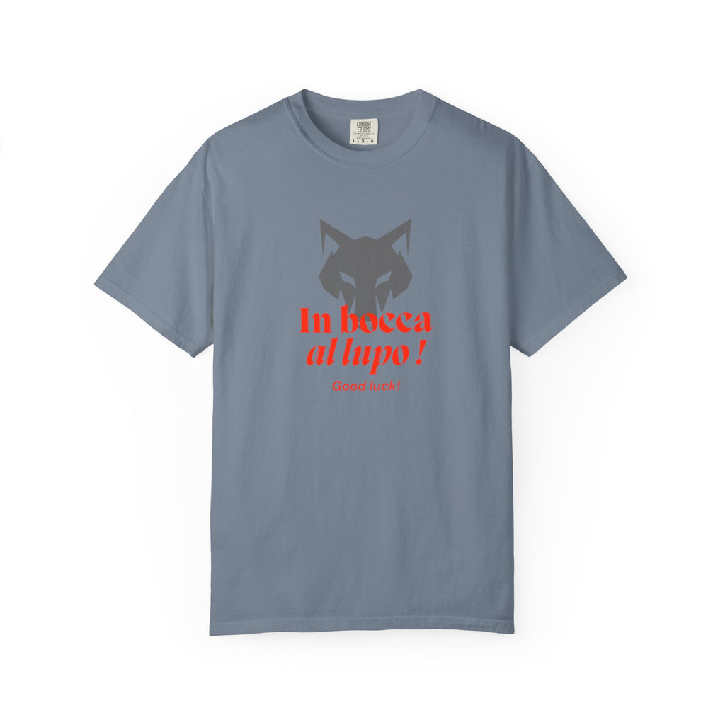 In Bocca al Lupo T-Shirt — Italian Good Luck Wolf Graphic Tee