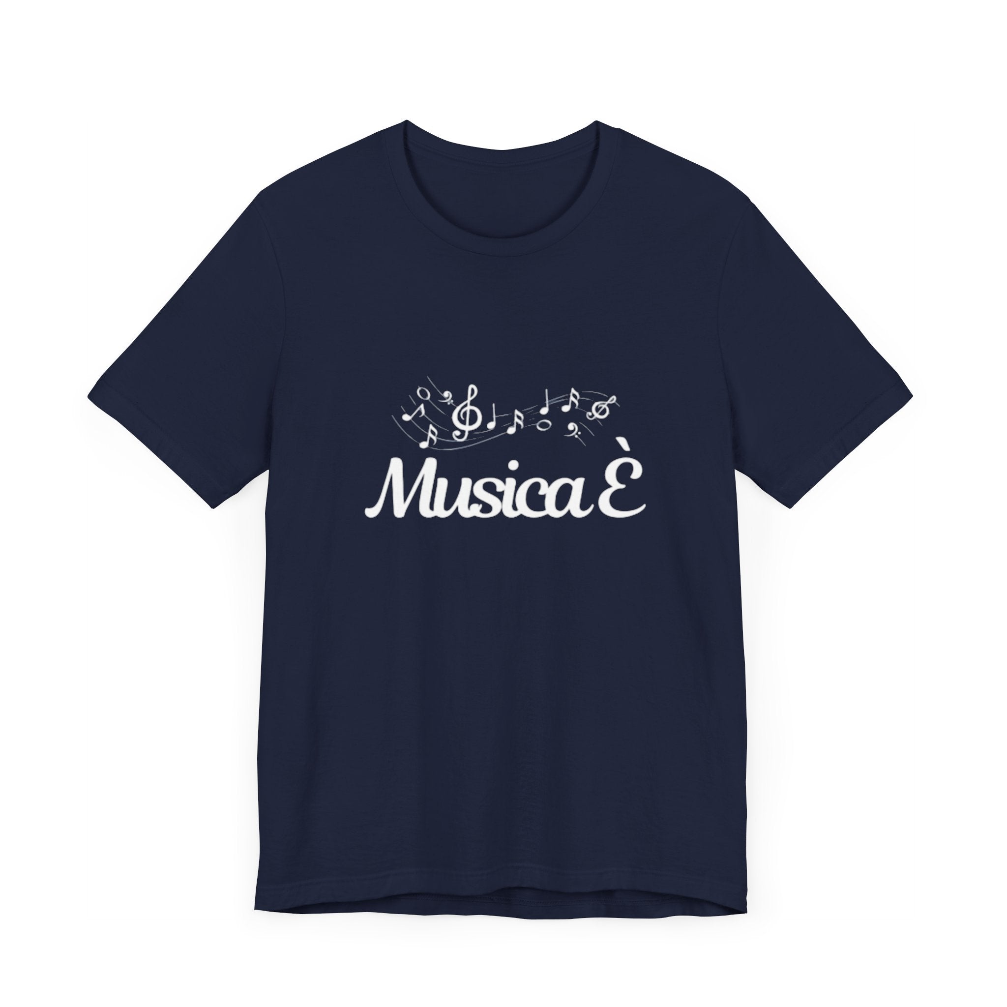 Italienisches Marken-T-Shirt aus Jersey mit kurzen Ärmeln: "Musica è..." (Musik ist...)
