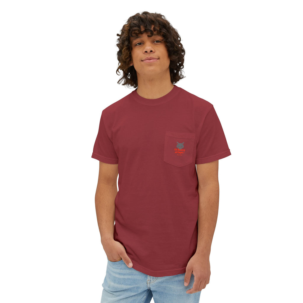 Faded Pocket T-Shirt — 'In bocca al lupo' Wolf Graphic Tee