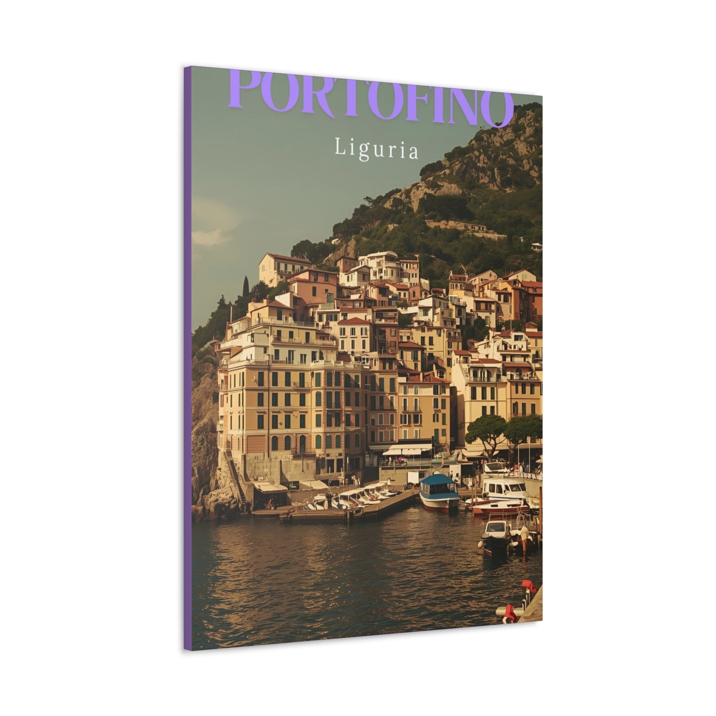 Leinwanddruck mit Hafenansicht Portofino – Dekorative Wanddekoration