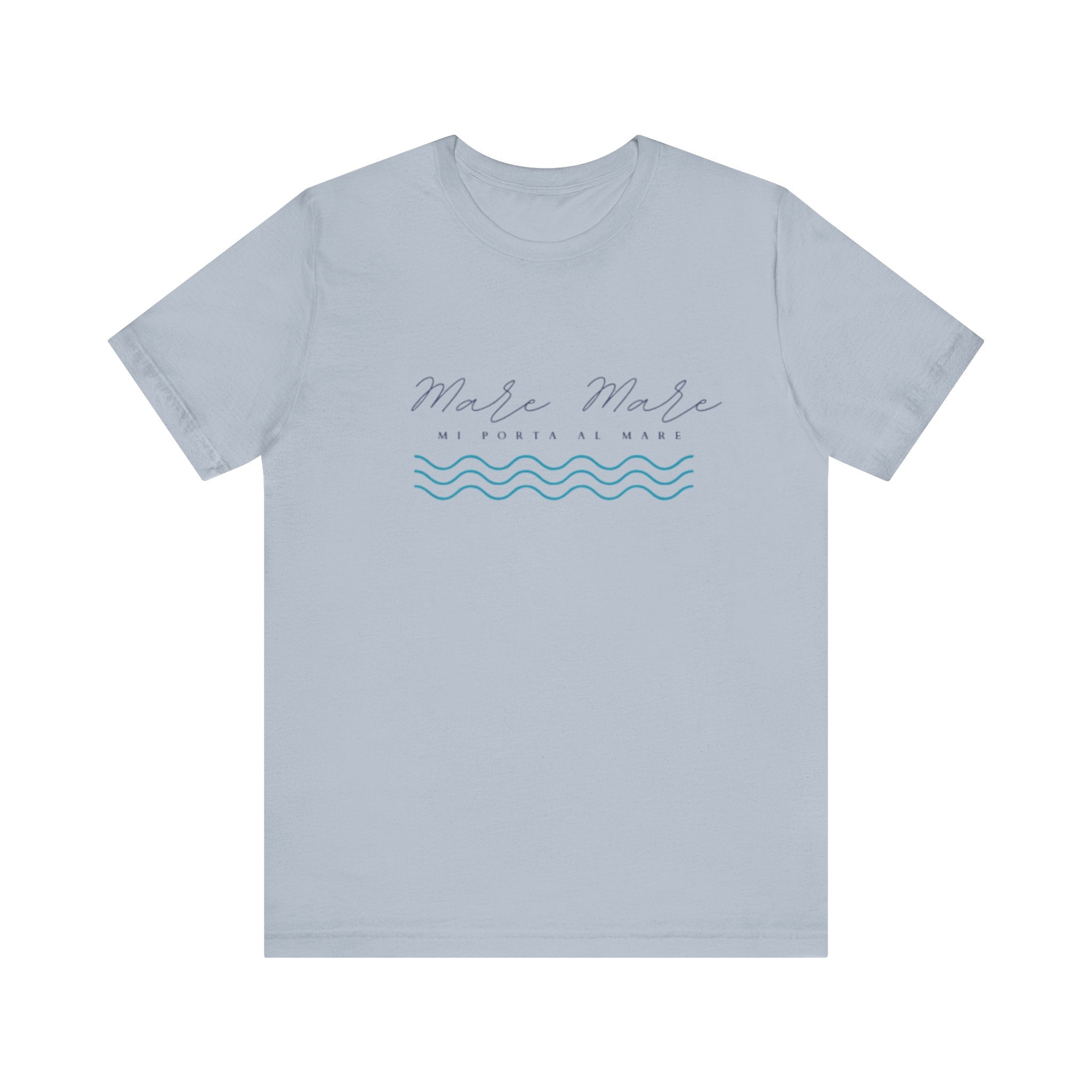 Italienisches Marken-Sommer-T-Shirt aus Jersey mit kurzen Ärmeln und italienischem Slogan: Mare Mare