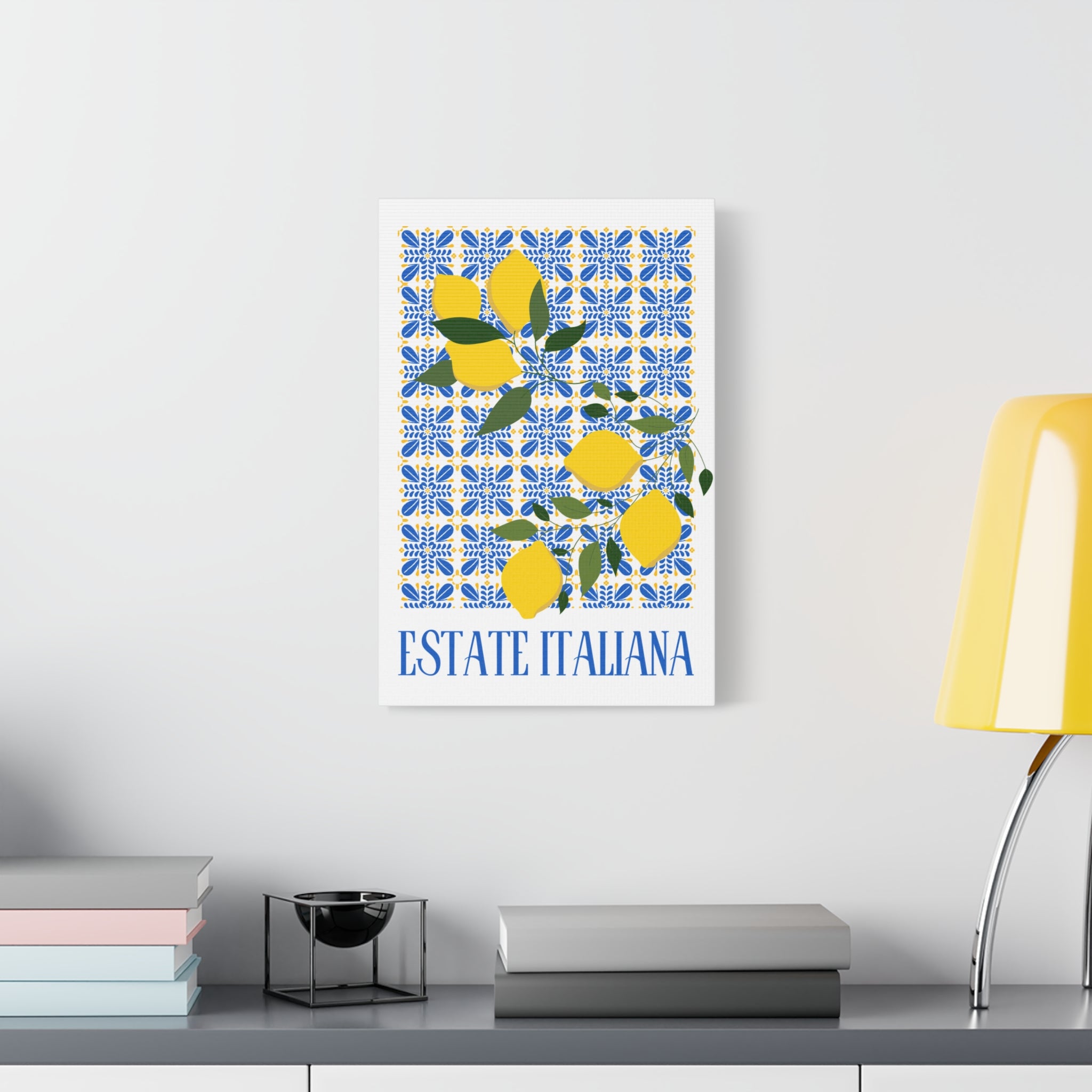 Estate Italiana - Italian Summer - Canvas Print - with decorative lemons and majolica tiles Decorative Wall Art