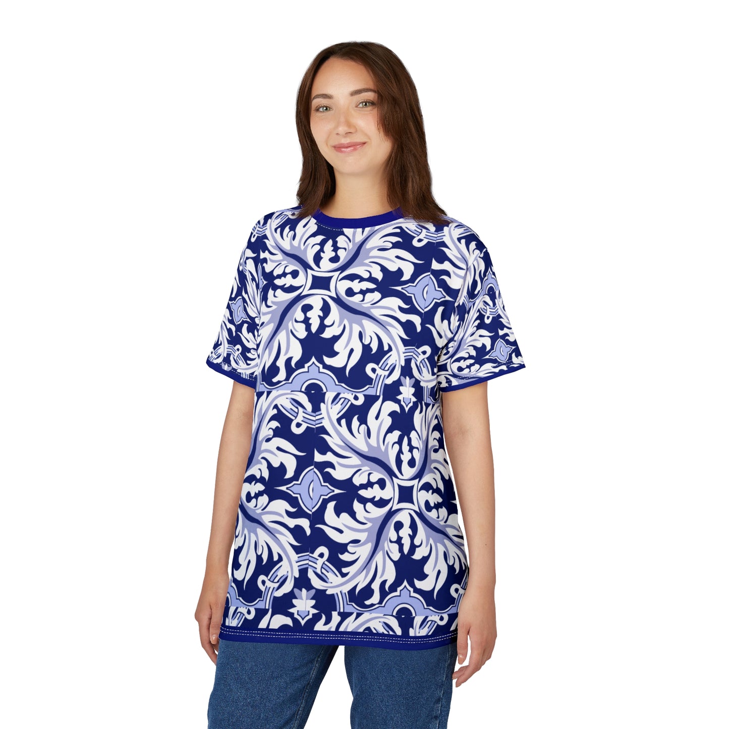 Italian Majolica Print T-shirt, Trendy Top