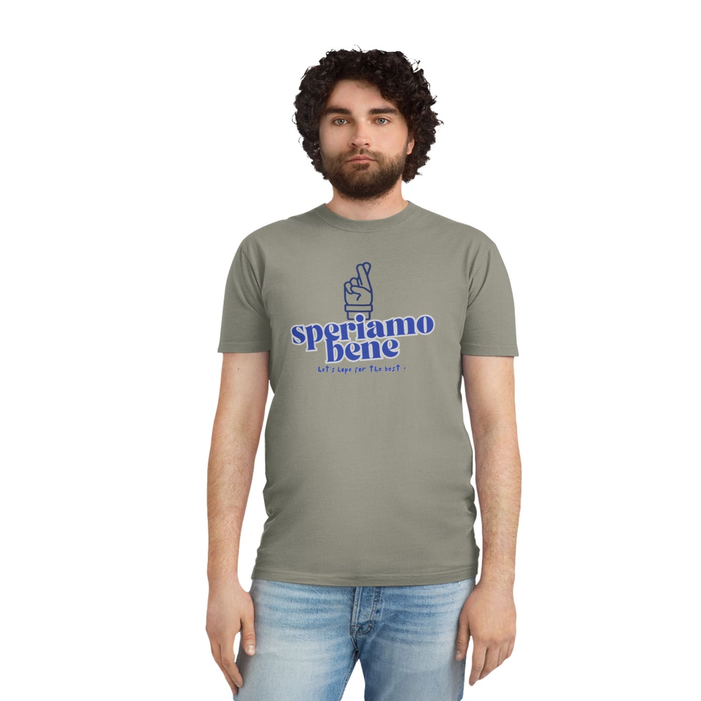 Niedliches Unisex-Shirt im Used-Look – Inspirierendes T-Shirt „Speriamo Bene“