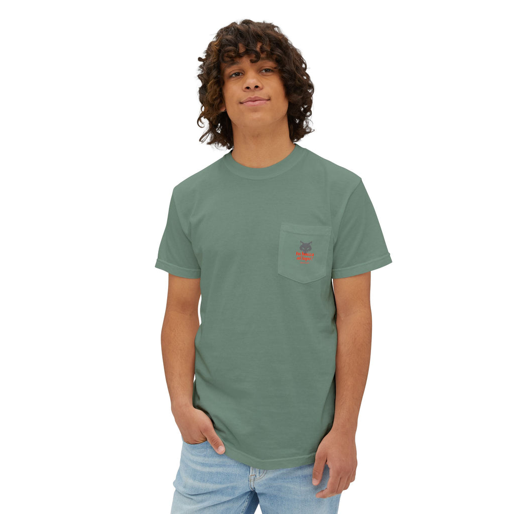 Faded Pocket T-Shirt — 'In bocca al lupo' Wolf Graphic Tee