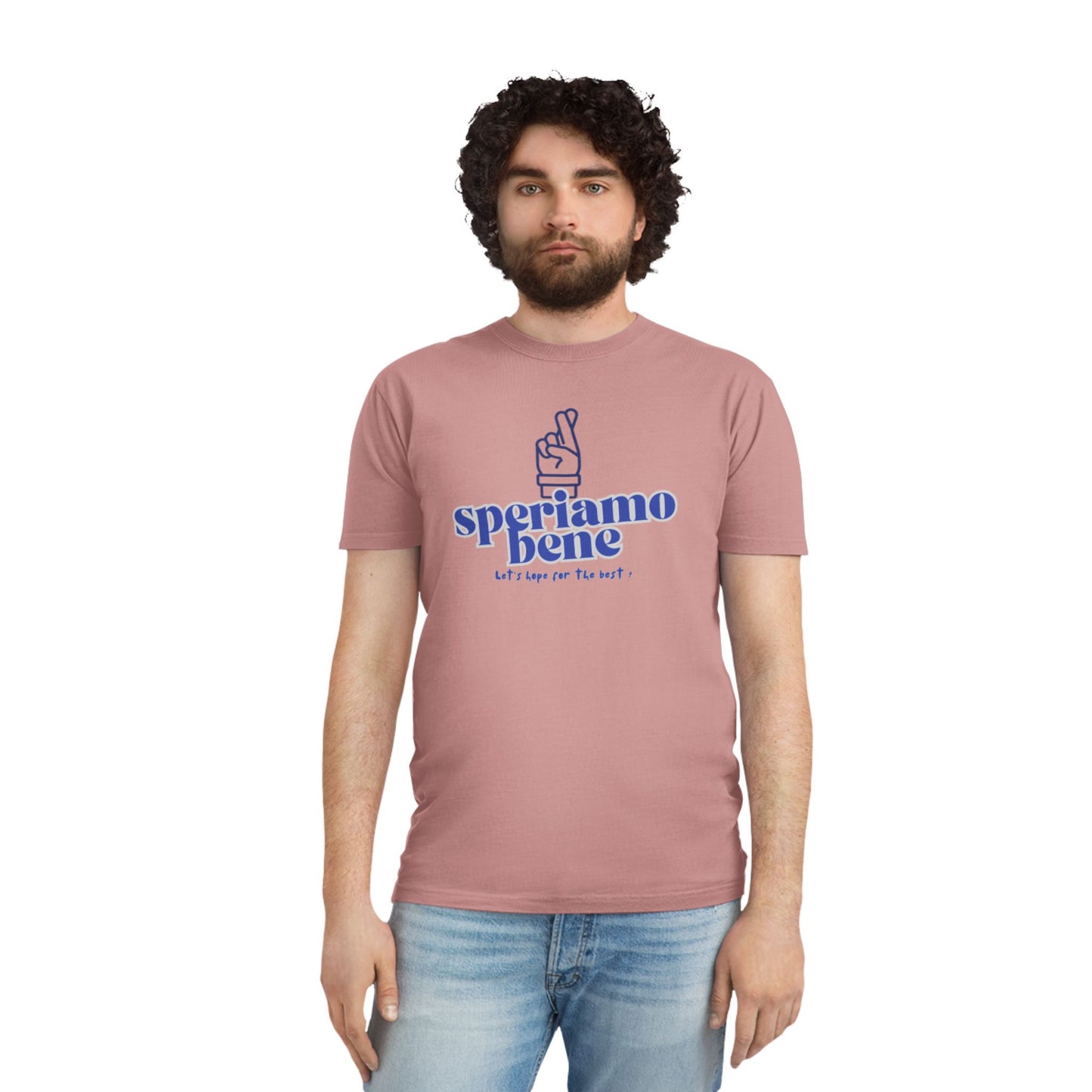 Niedliches Unisex-Shirt im Used-Look – Inspirierendes T-Shirt „Speriamo Bene“