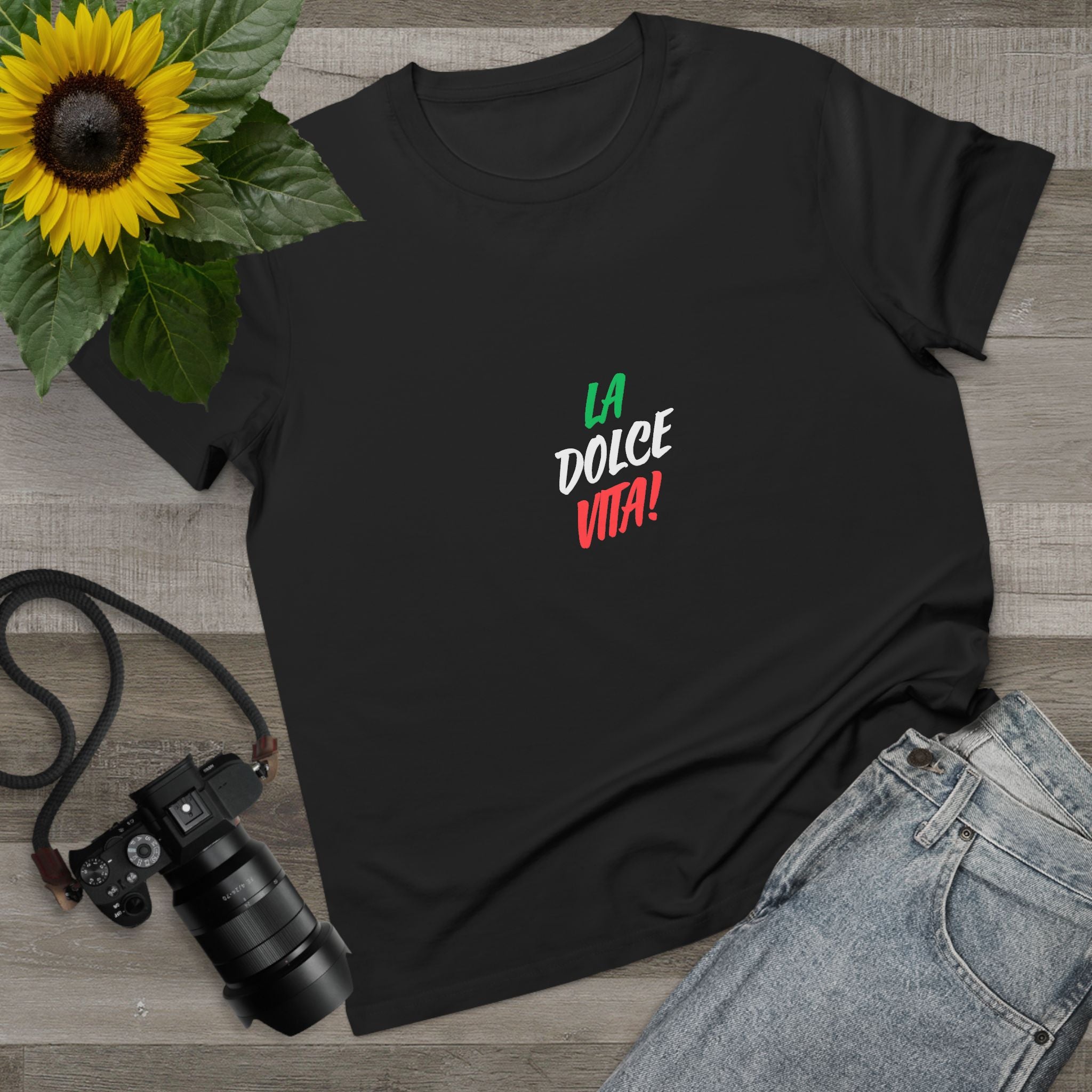 La Dolce Vita Damen-T-Shirt – T-Shirt mit italienischer Flagge