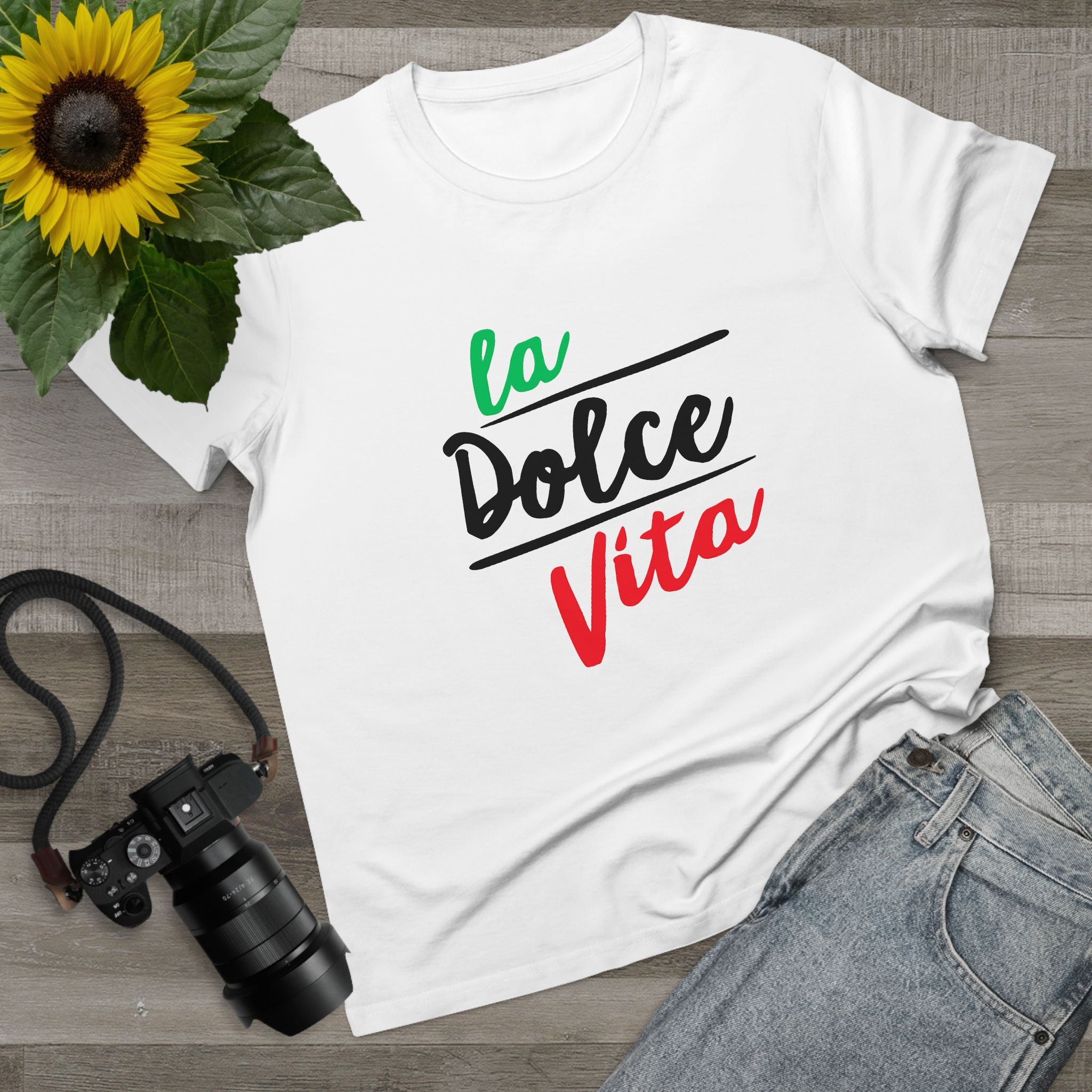 La Dolce Vita Damen-T-Shirt, lässiges T-Shirt für jeden Tag, Top im italienischen Stil, Geschenk für Reiseliebhaber, stylisches Sommershirt