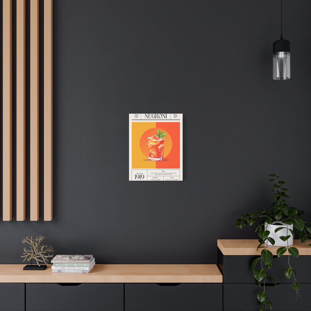 Negroni Cocktail Canvas Print – Vintage Classic Cocktail Recipe Art Poster
