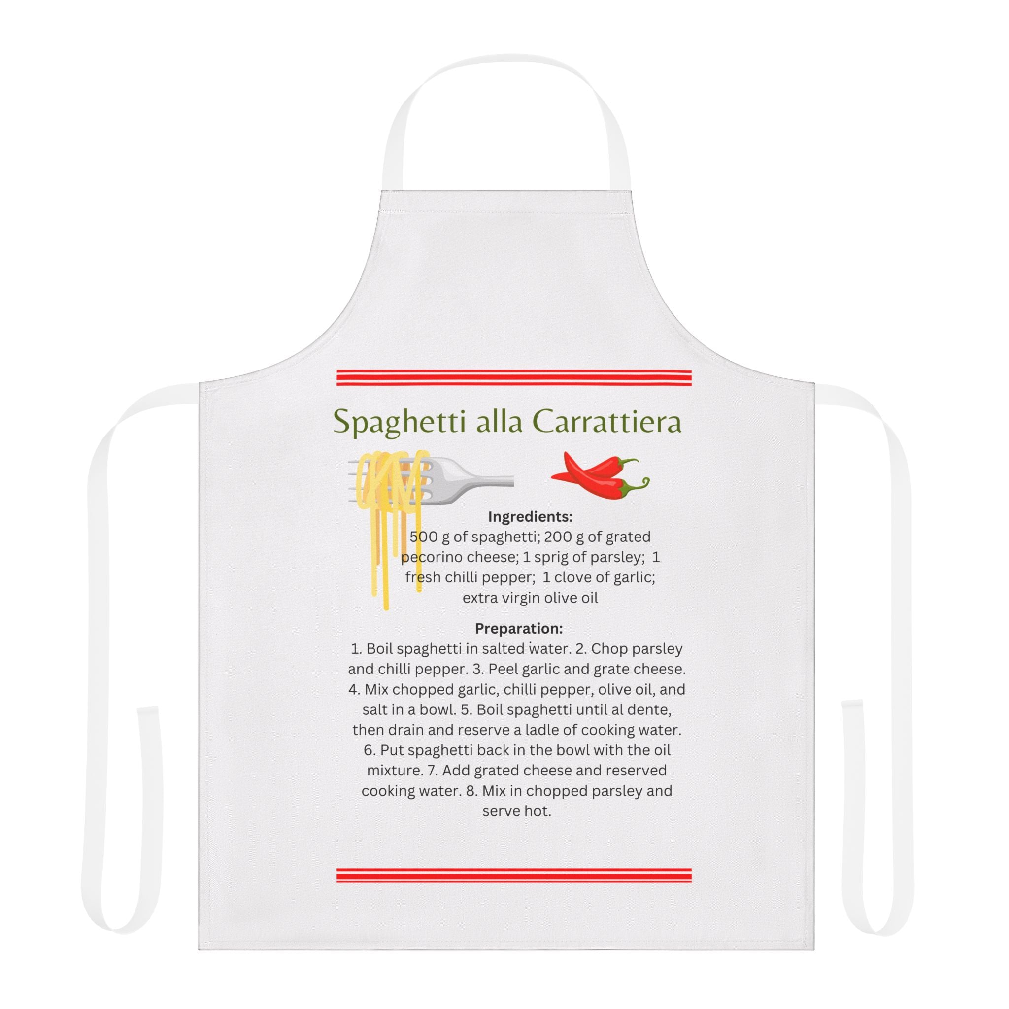 Apron with Sicilian Pasta Recipe - with Chillie and Garlic - alla Carrattiera