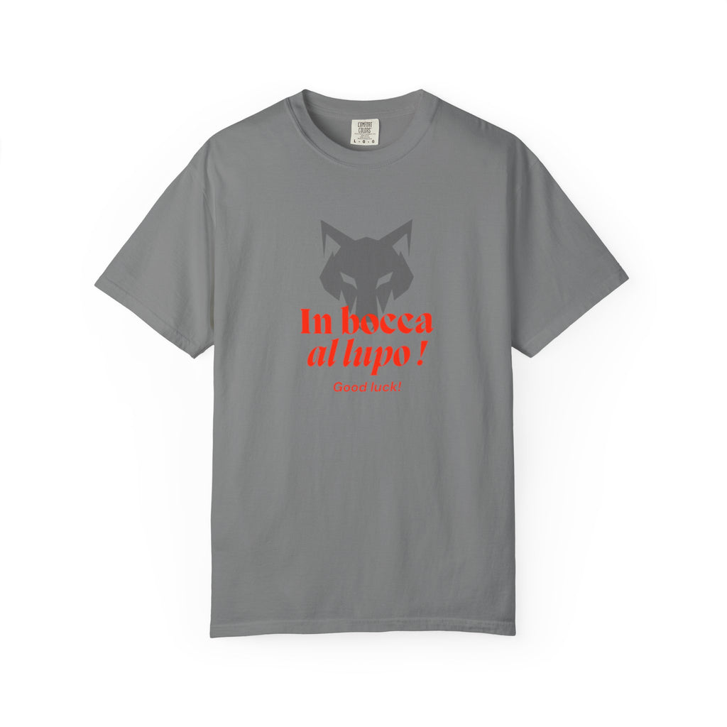 In Bocca al Lupo T-Shirt — Italian Good Luck Wolf Graphic Tee