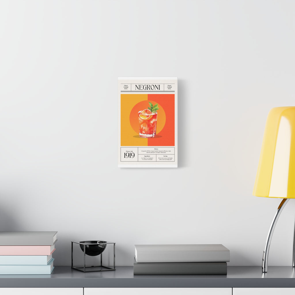 Negroni Cocktail Canvas Print – Vintage Classic Cocktail Recipe Art Poster