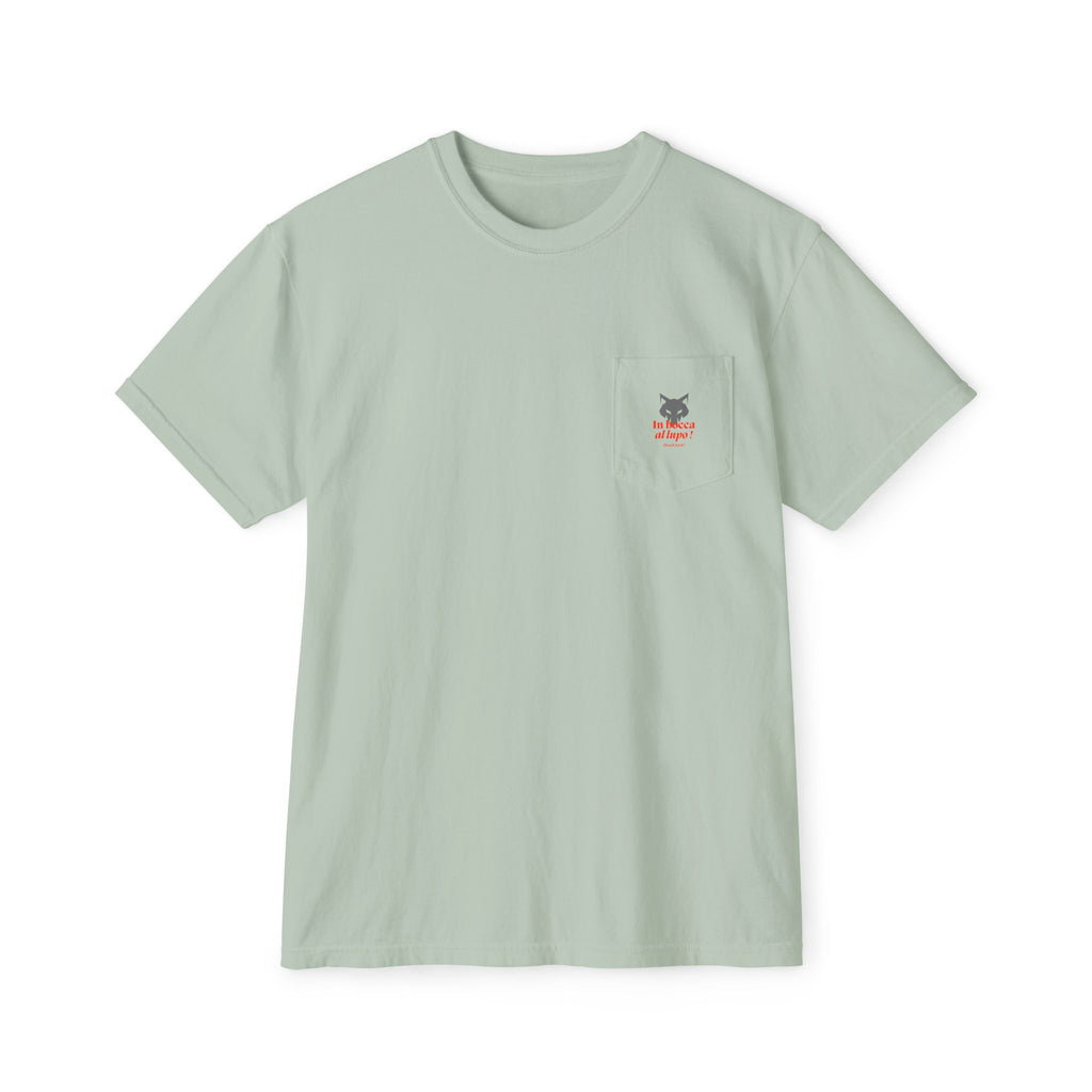 Faded Pocket T-Shirt — 'In bocca al lupo' Wolf Graphic Tee