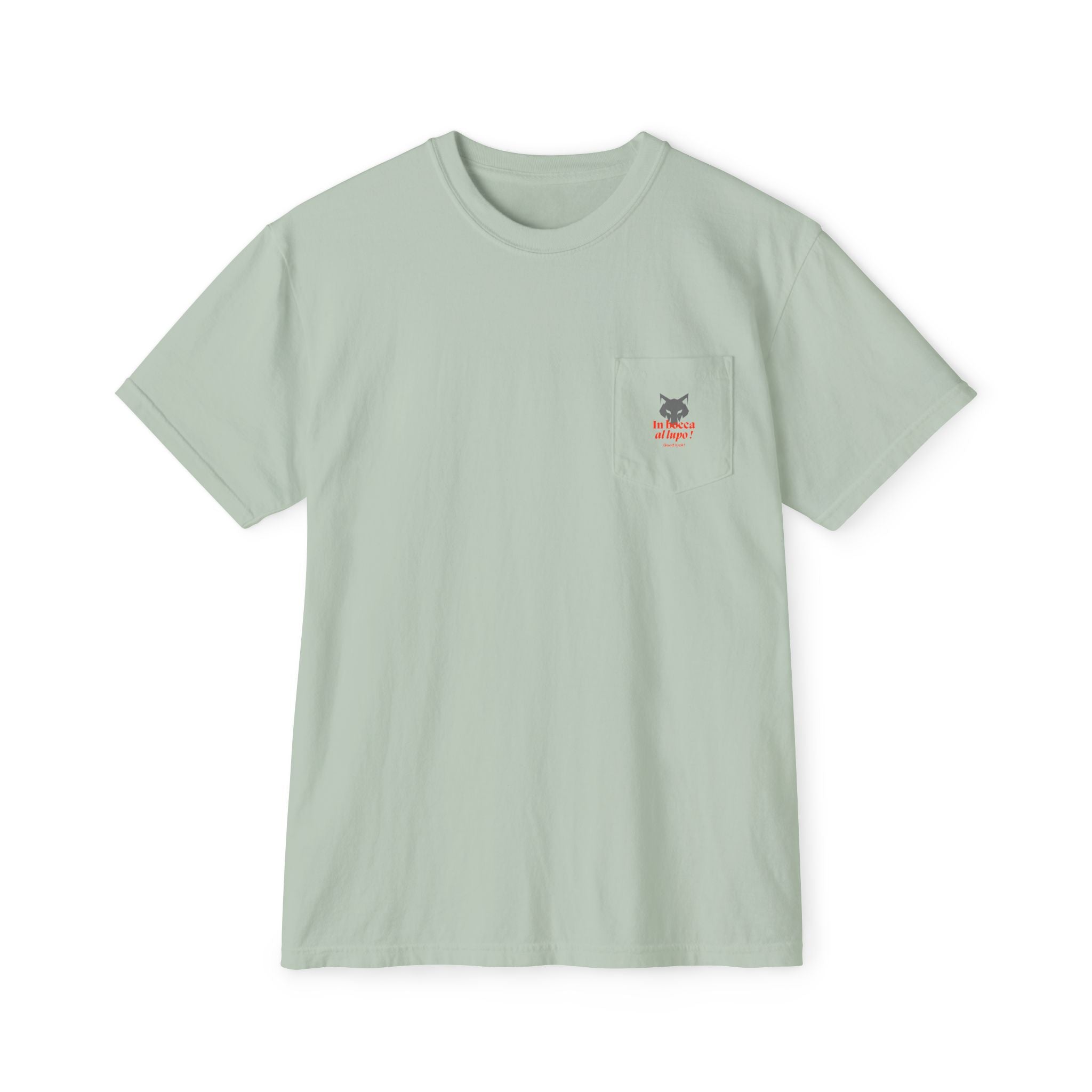 Faded Pocket T-Shirt — 'In bocca al lupo' Wolf Graphic Tee