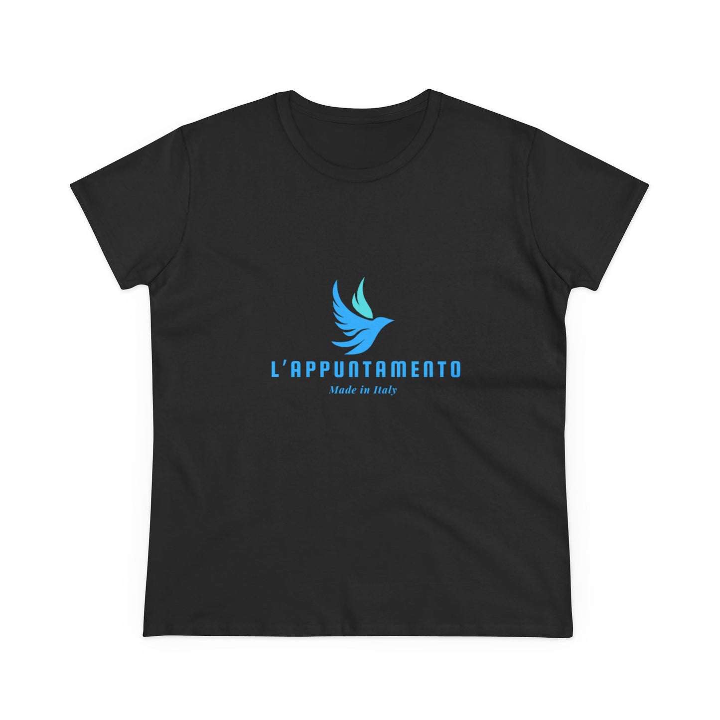 L'Appuntamento Italian Logo Women's Tee — Blue Bird Minimalist Cotton T-Shirt