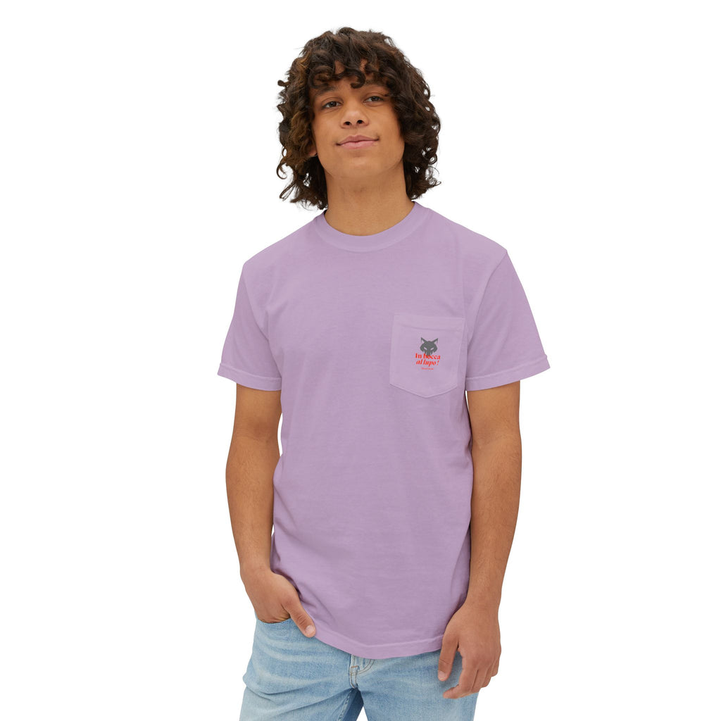 Faded Pocket T-Shirt — 'In bocca al lupo' Wolf Graphic Tee