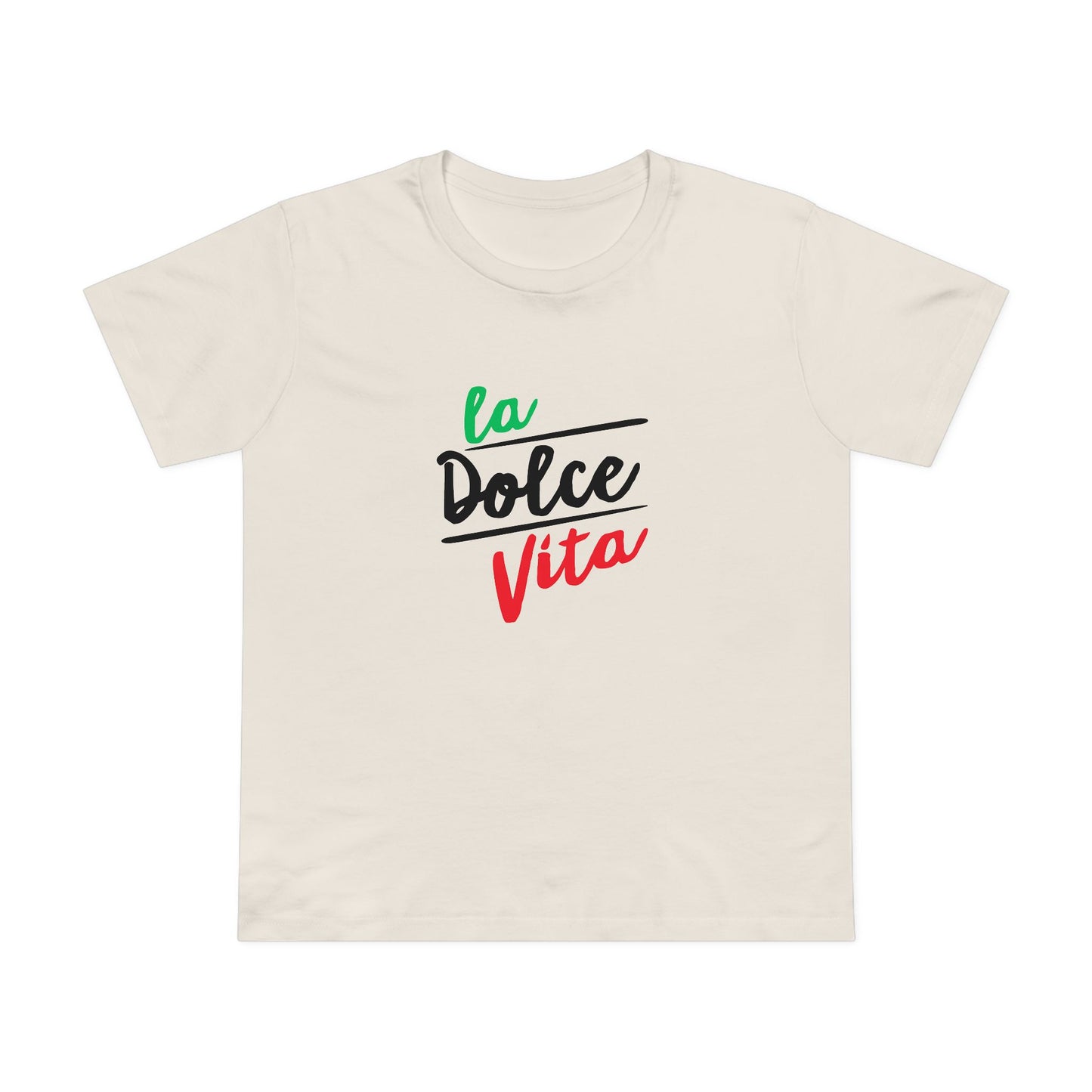 La Dolce Vita Women’s Tee — Italian Flag Script T-Shirt