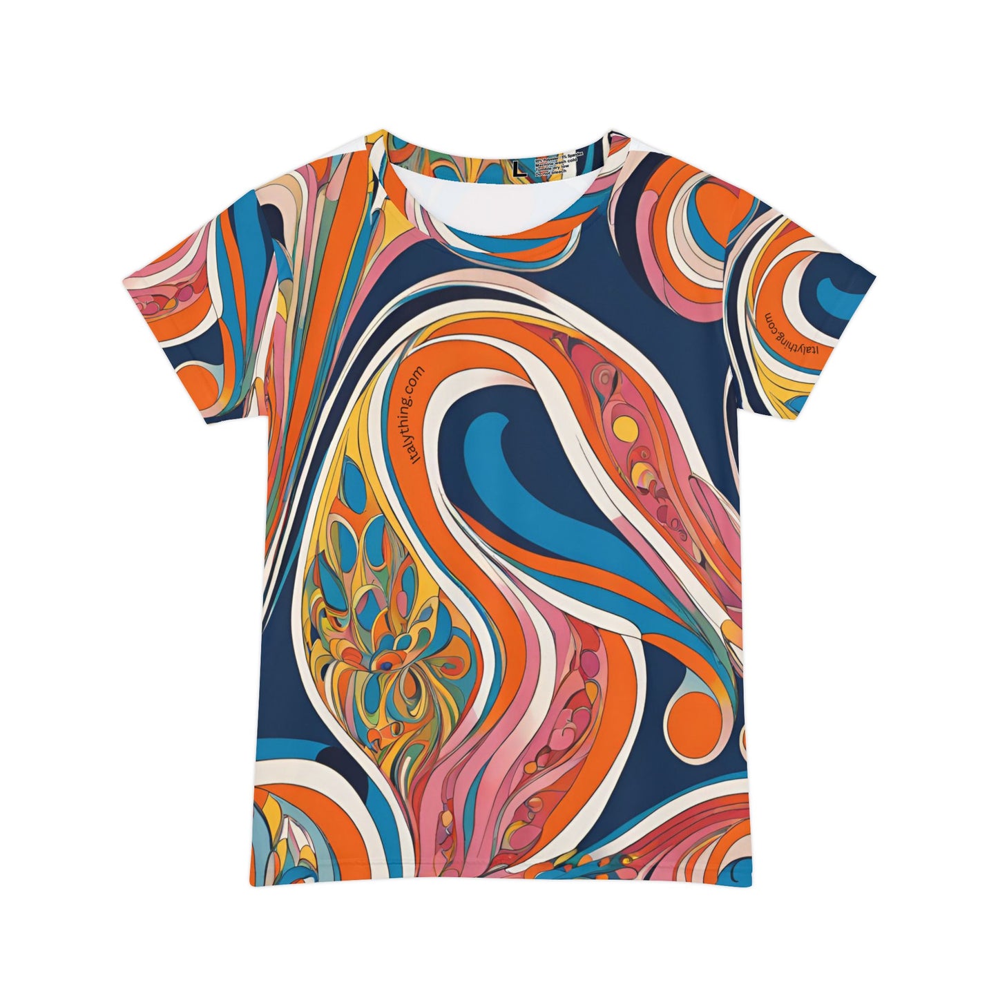 Vibrant Pucci-Style Women’s Short Sleeve Shirt, Bohemian Style Tee, Colorful Casual Top
